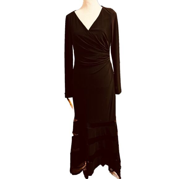 Lauren Ralph Lauren Formal Gown Size 4 Flowing Maxi Whimsigoth Quiet Luxury Edgy - Picture 2 of 12